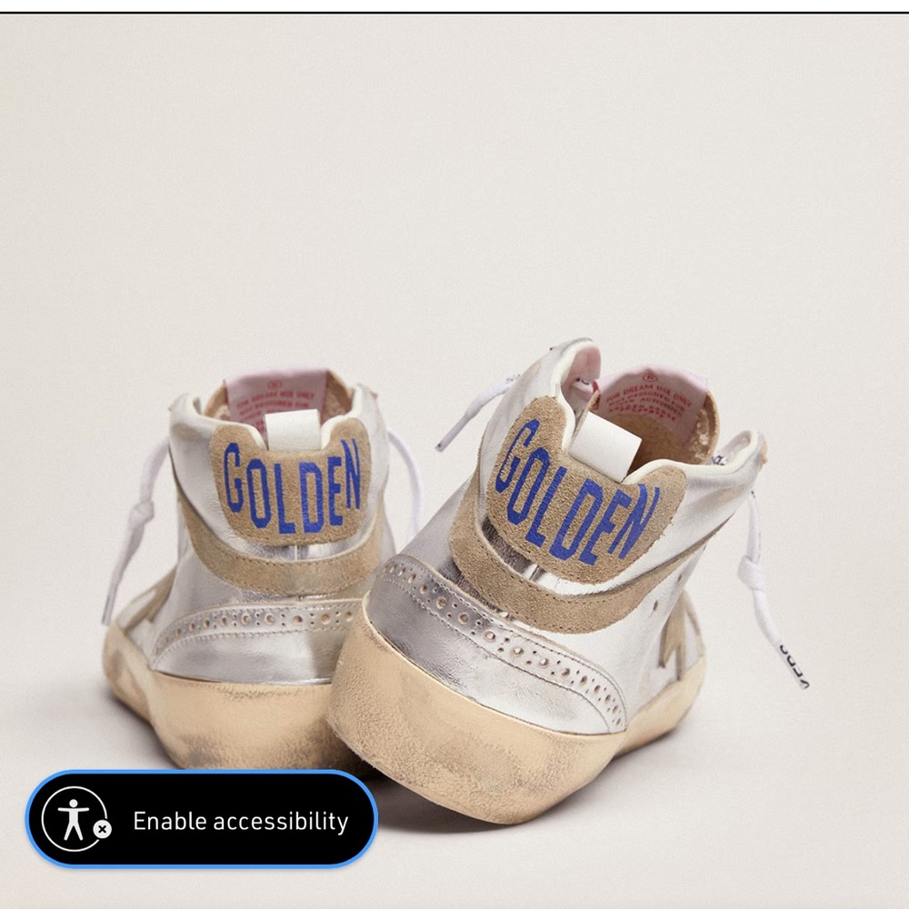 Golden Goose Silver and Tan Sneakers